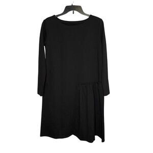 Le Muse Little Black Dress Lagenlook Long Sleeve Boat Neck A-Line Dress Medium